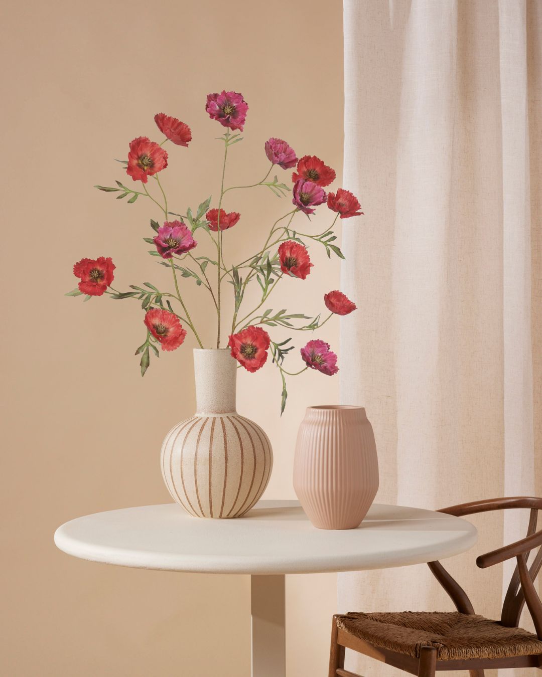 Drie Poppy's burgundy 115 cm