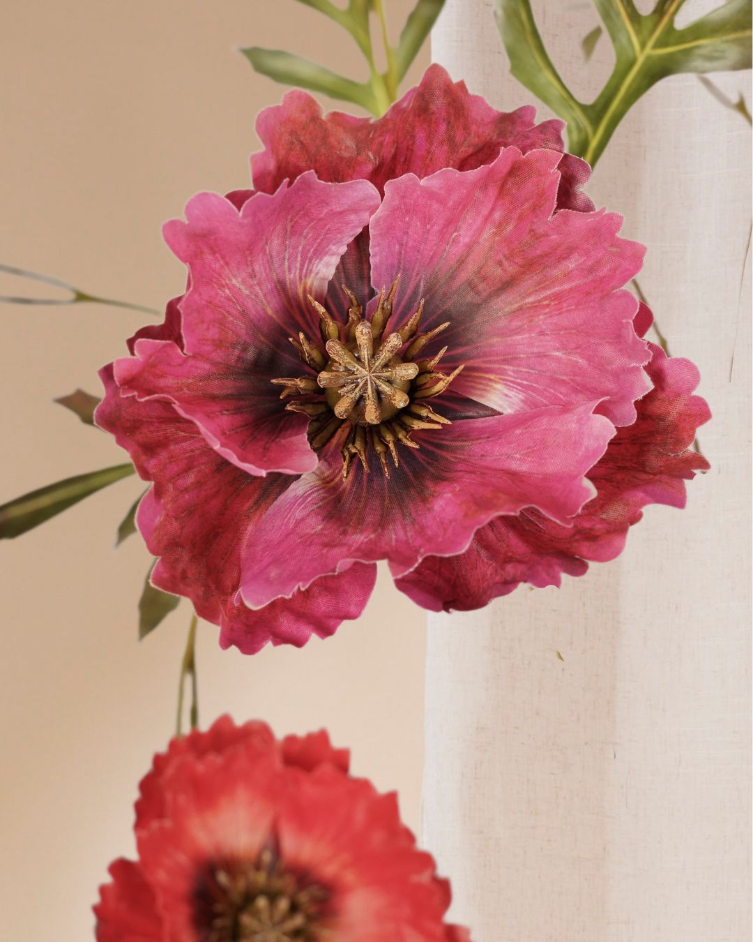 Drie Poppy's burgundy 115 cm