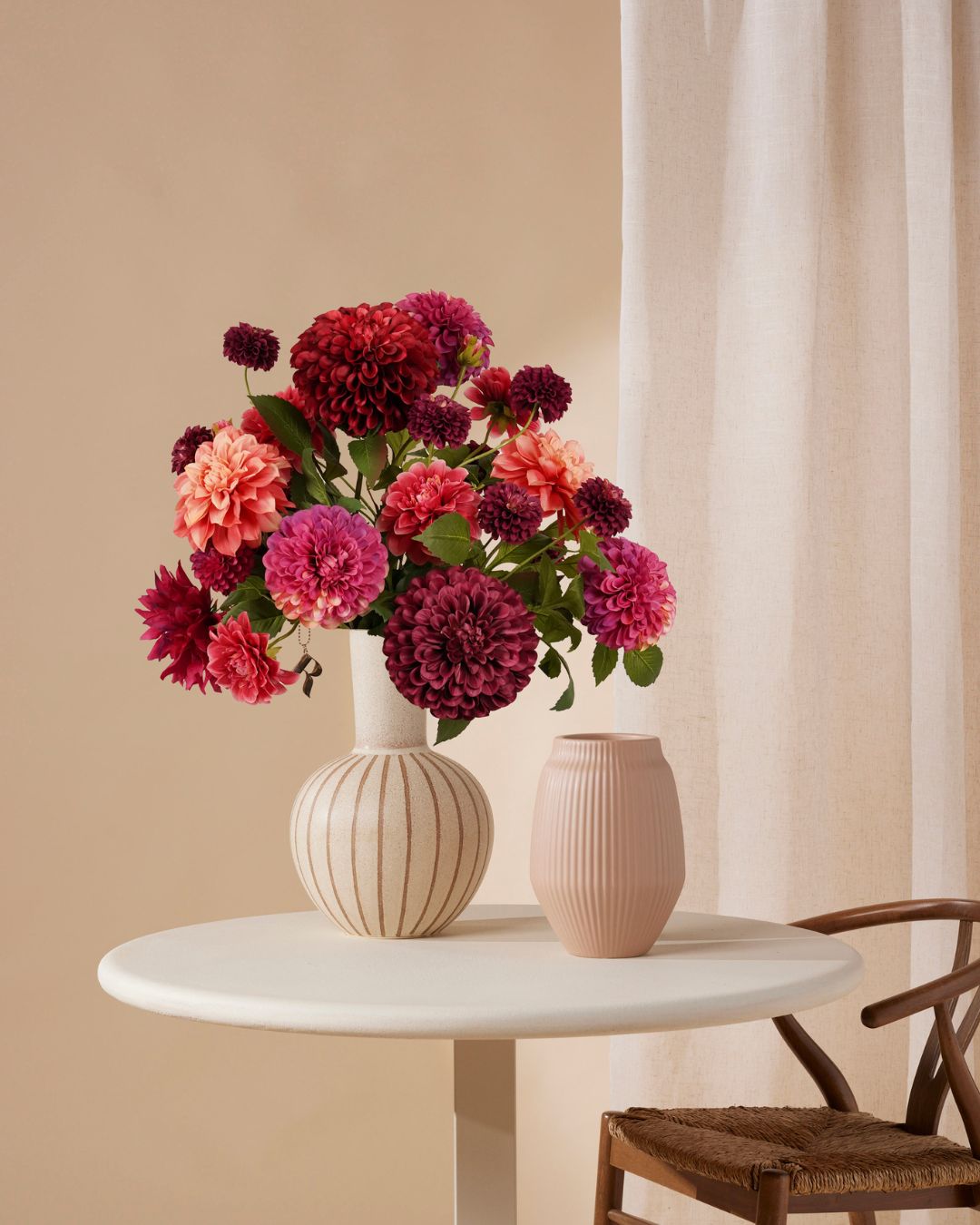 Künstlicher Blumenstrauß Dahlie burgunderrot