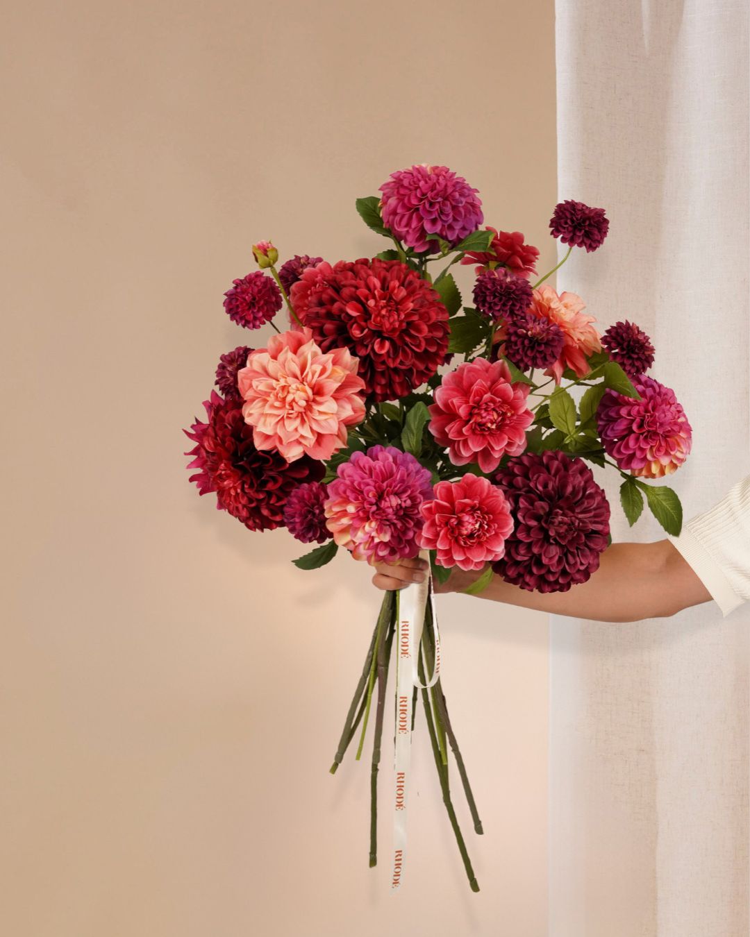 Künstlicher Blumenstrauß Dahlie burgunderrot