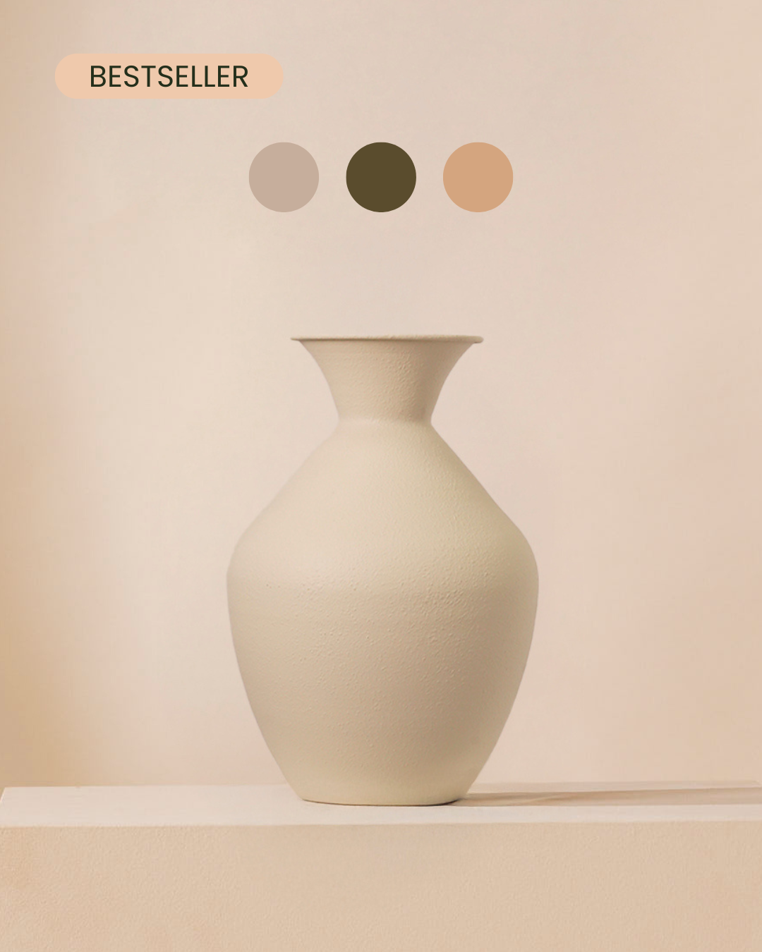 Vase Lola 37 cm – cremefarben strukturiert