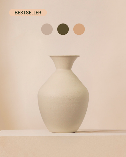 Vase Lola 37 cm – cremefarben strukturiert