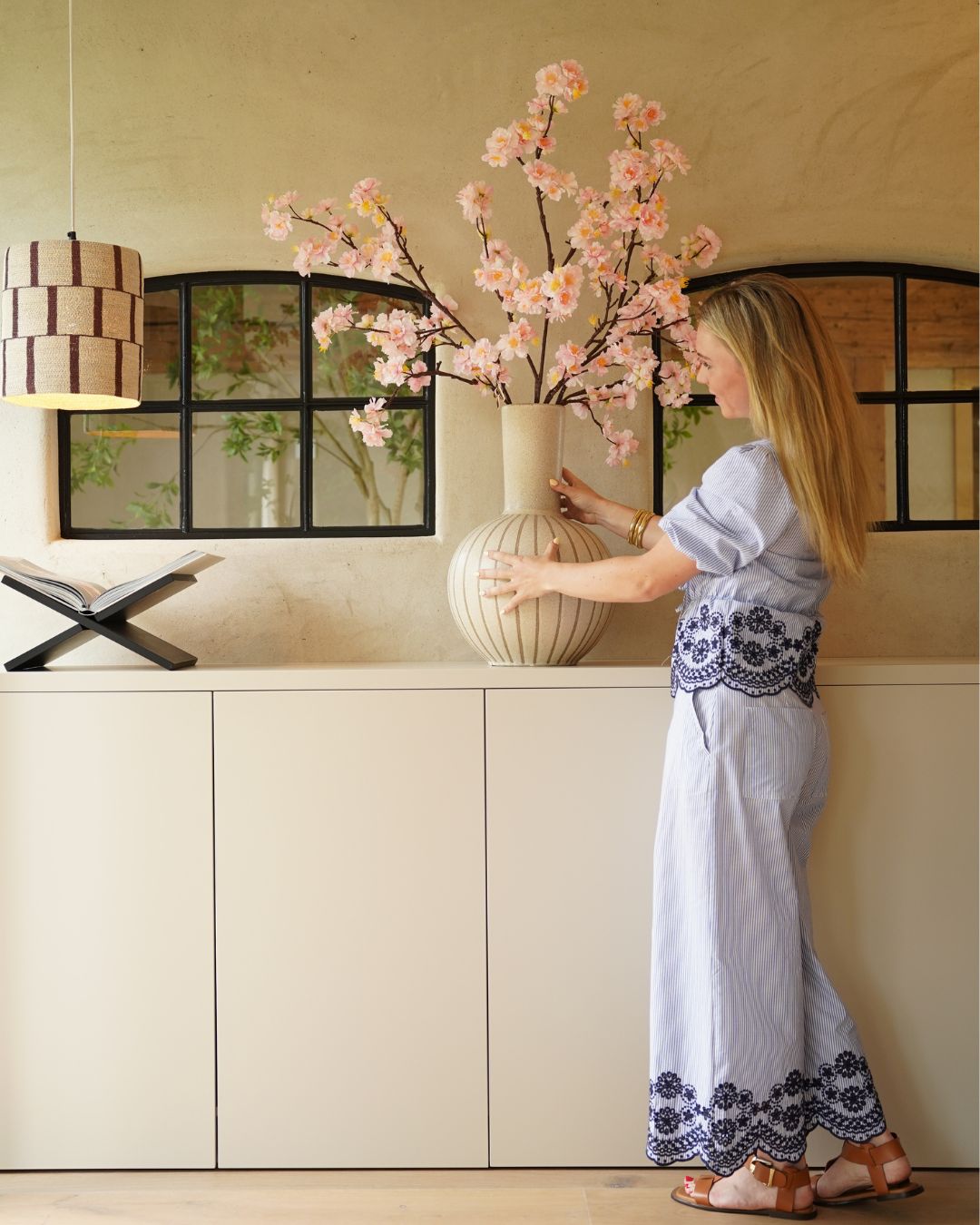 Drei Rosé Cherry Blossom Zweige 120 cm