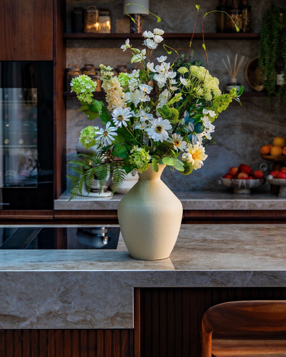 Vase Lola 37 cm – cremefarben strukturiert