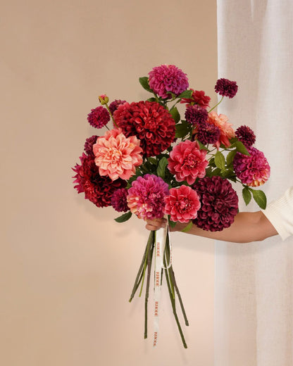 Künstlicher Blumenstrauß Dahlie burgunderrot